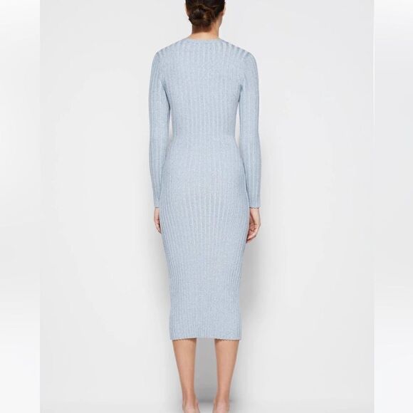 NWT Jonathan Simkhai Kim Womens Ribbed Knit Cut-Out Sweaterdress Dusty Rose XL - Picture 8 of 16